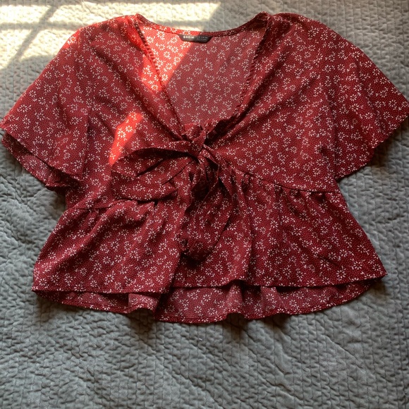 Red Flowery Blouse - Picture 2 of 4